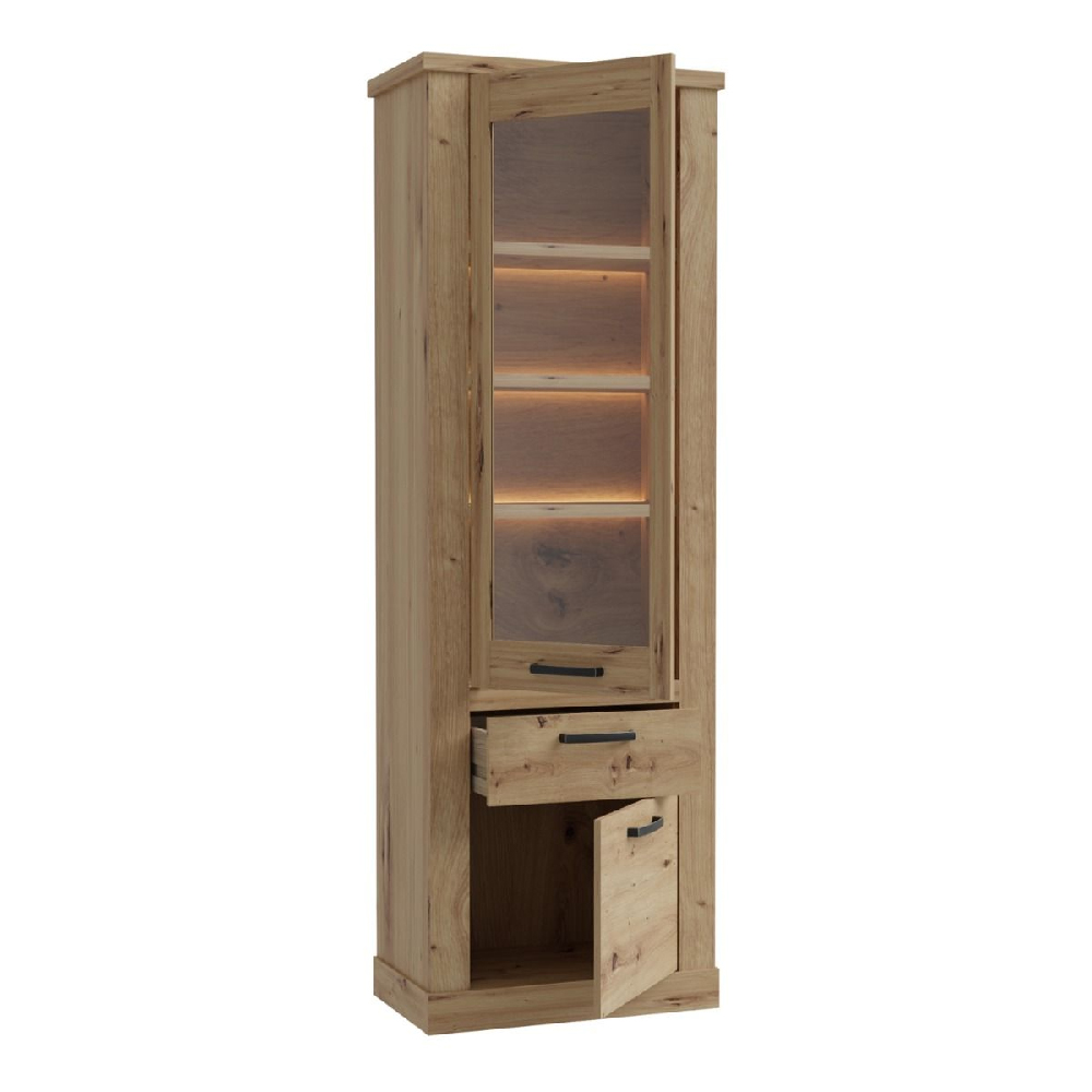 Caneadea LED Wooden Display Cabinet With 2 Doors In Artisan Oak