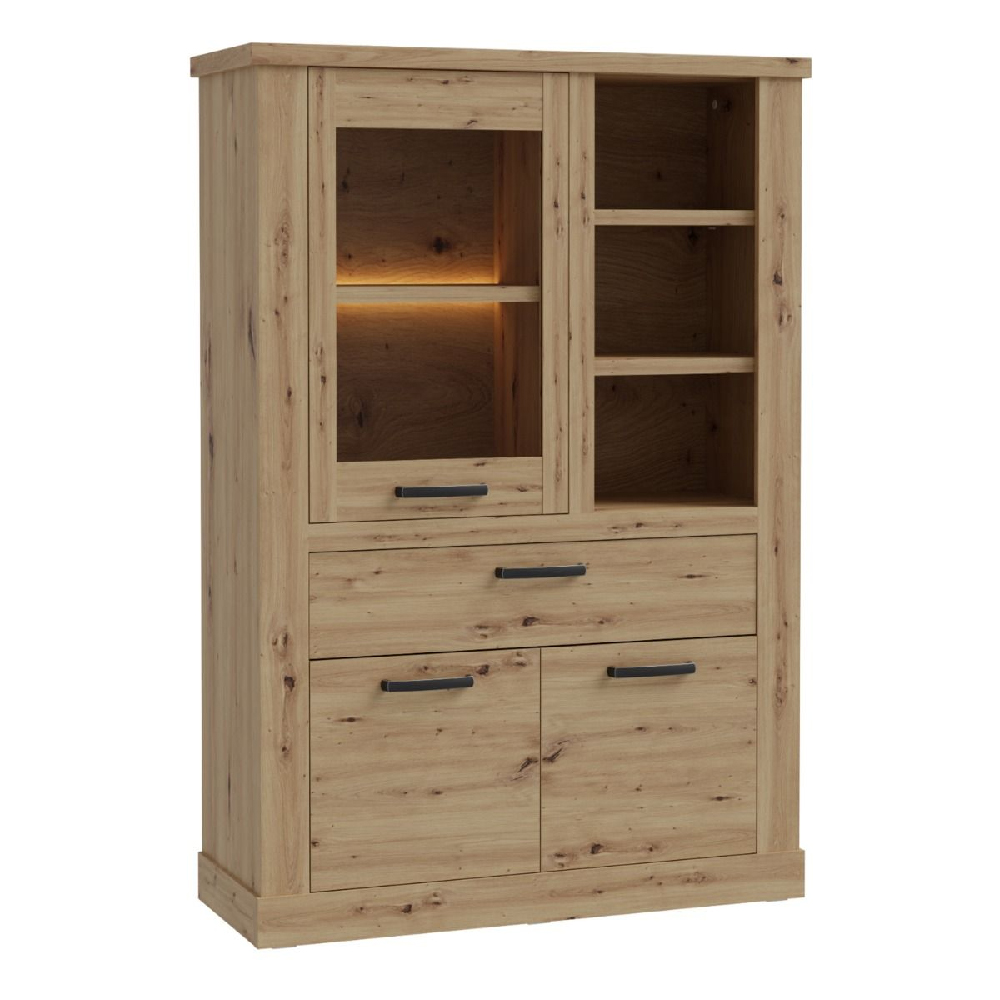 Caneadea LED Wooden Display Cabinet With 3 Doors In Artisan Oak