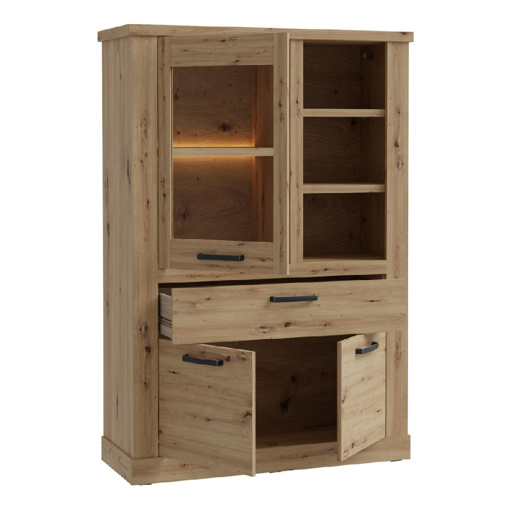 Caneadea LED Wooden Display Cabinet With 3 Doors In Artisan Oak