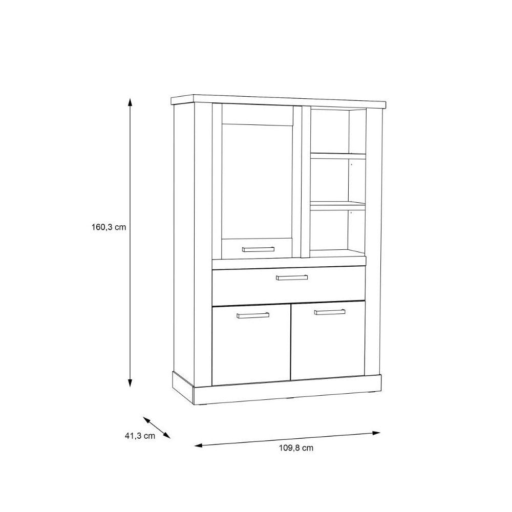 Caneadea LED Wooden Display Cabinet With 3 Doors In Artisan Oak