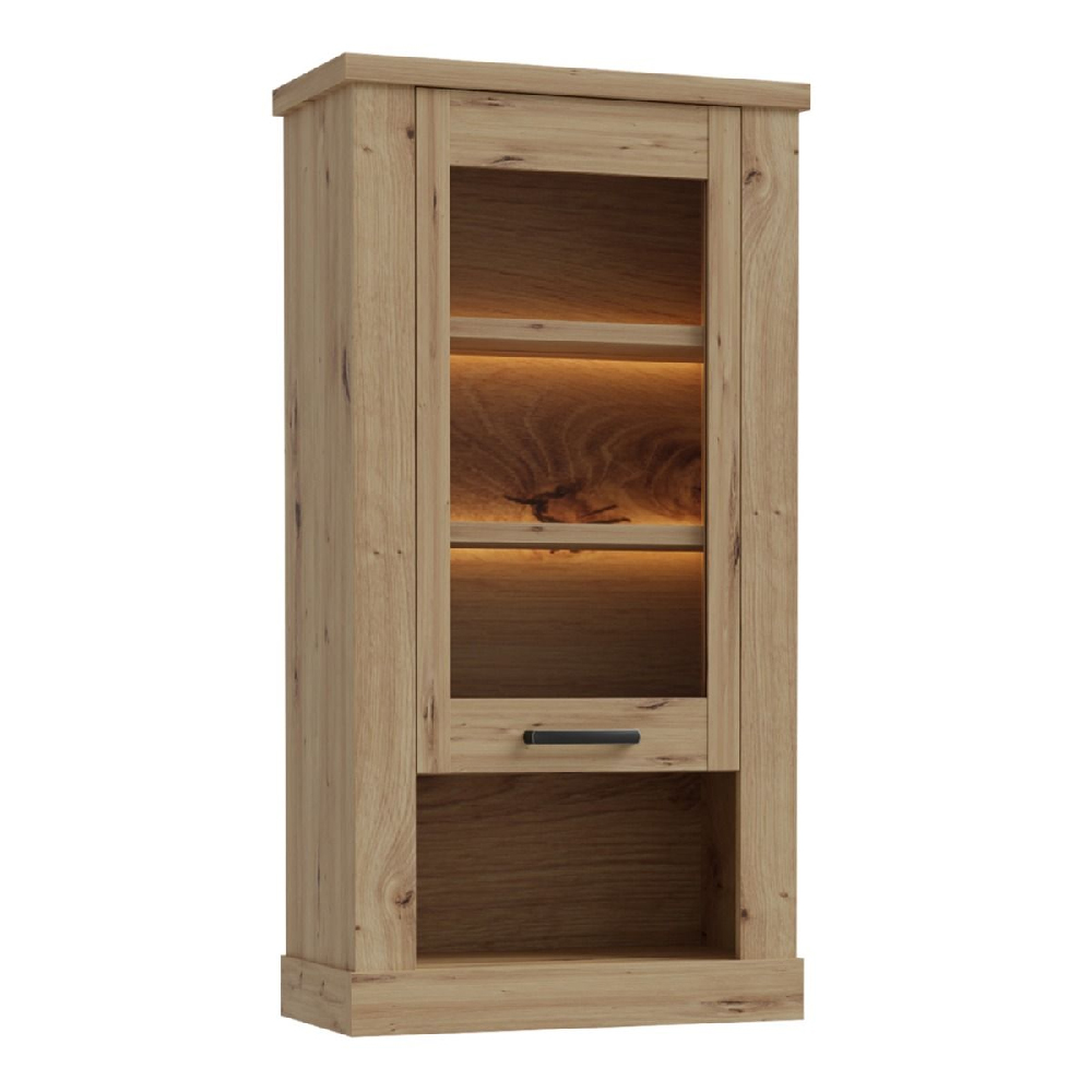 Caneadea LED Wooden Wall Hung Display Cabinet In Artisan Oak