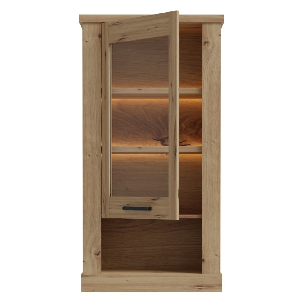 Caneadea LED Wooden Wall Hung Display Cabinet In Artisan Oak