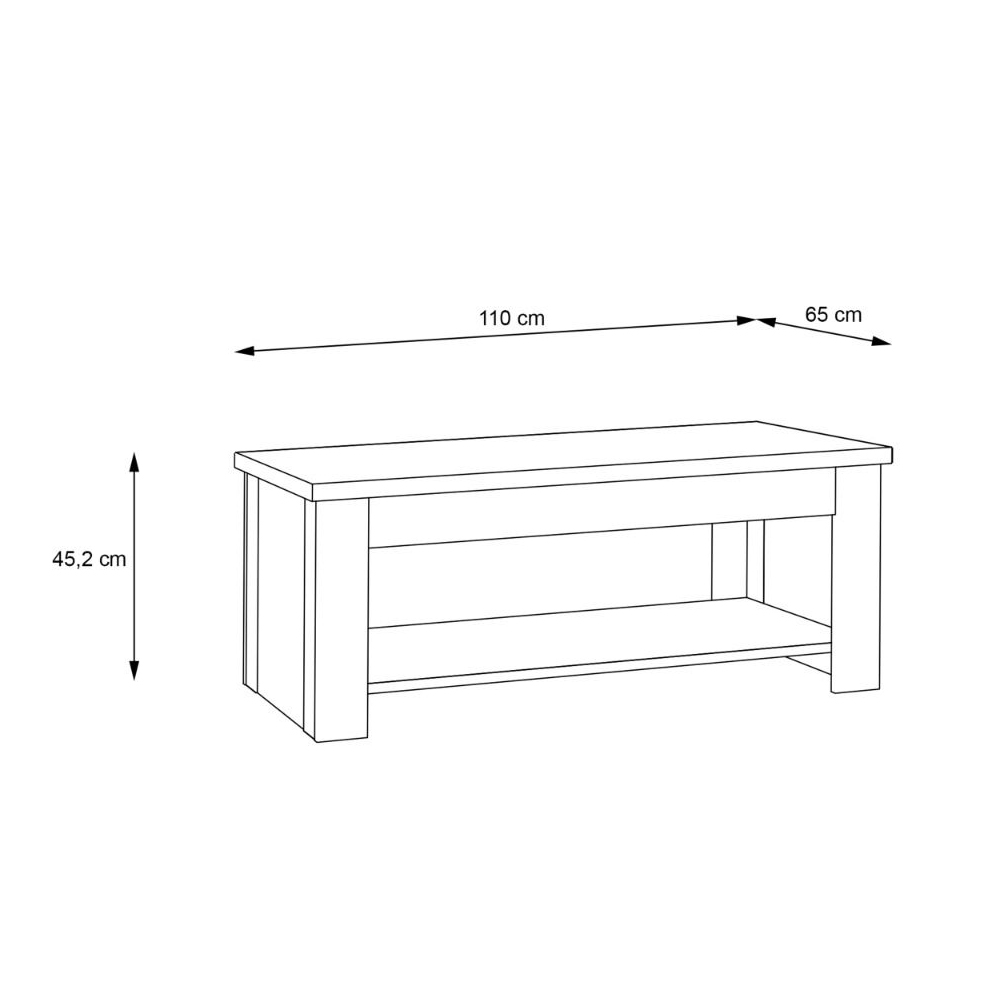 Caneadea Wooden Coffee Table in Artisan Oak