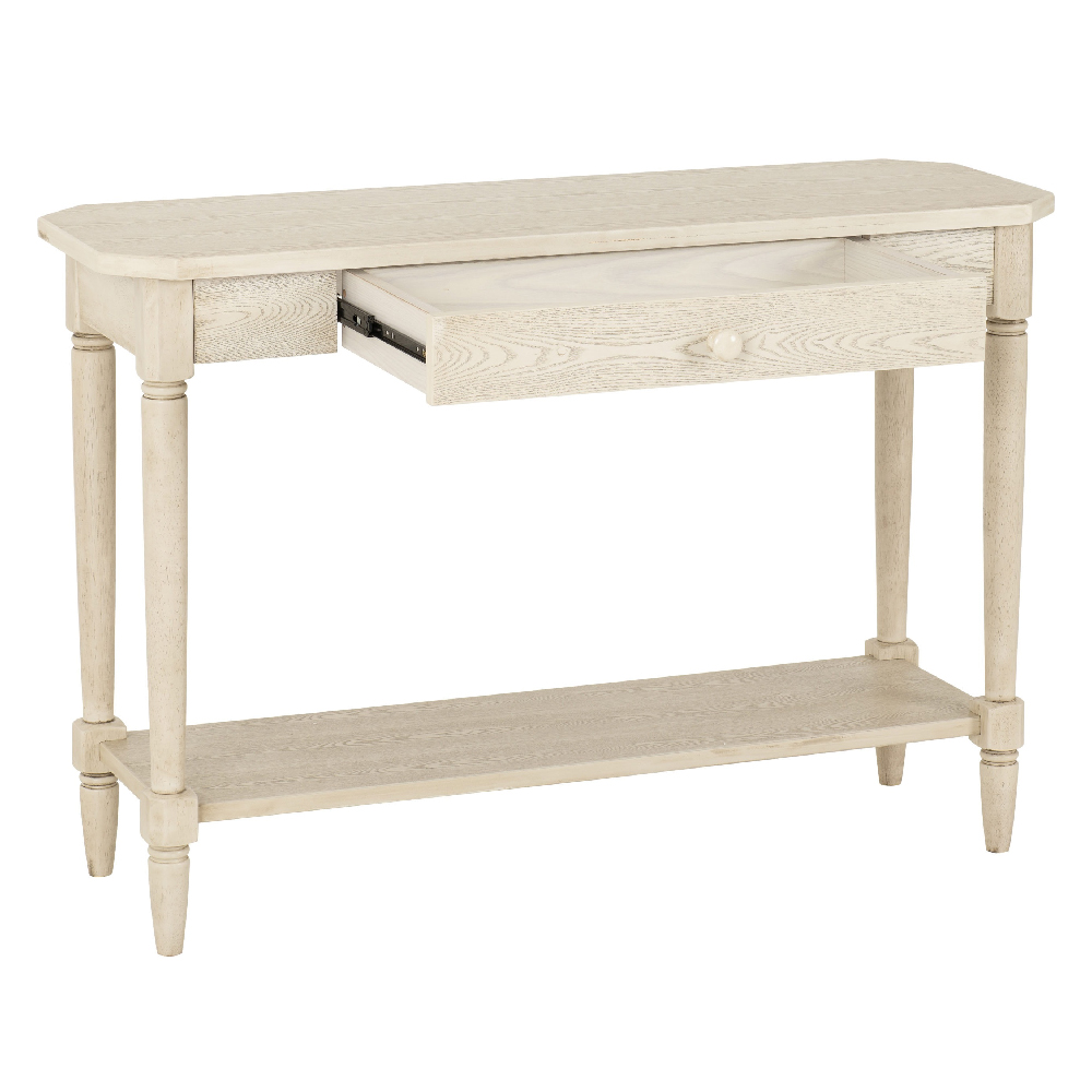 Caneadea Wooden Console Table With 1 Drawer In Antique Cream