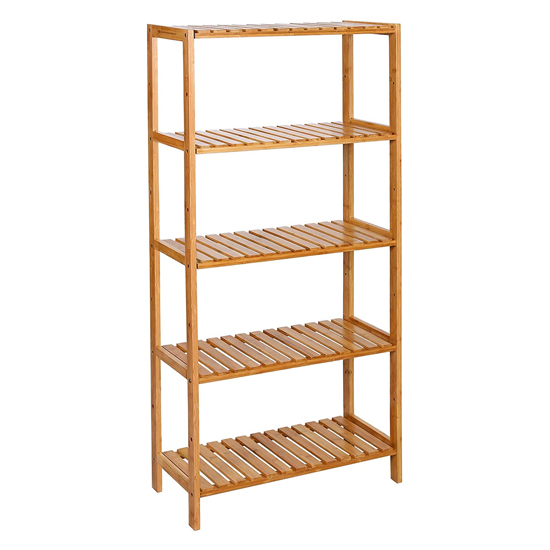 Canfield 5 Tier Bamboo Bathroom Shelving Unit In Natural_2