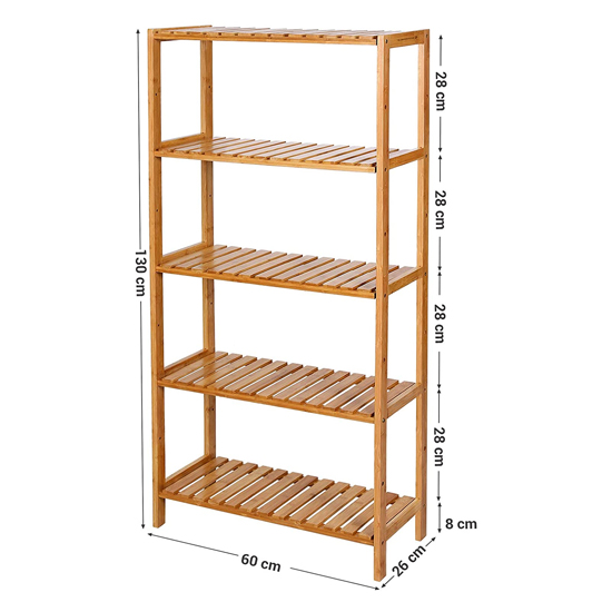 Canfield 5 Tier Bamboo Bathroom Shelving Unit In Natural_4