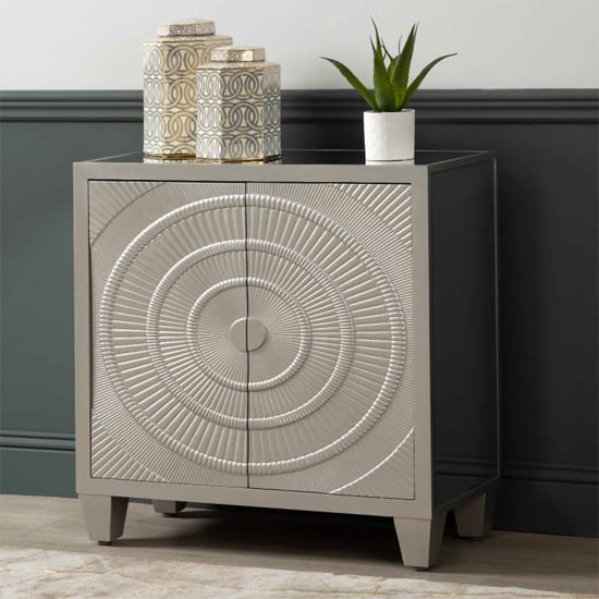Product photograph of Canfield Mirrored Sideboard With 2 Doors In Champagne from Furniture in Fashion