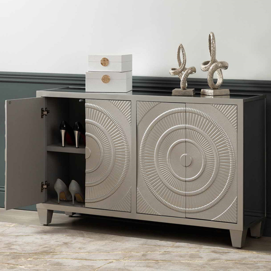 Canfield Mirrored Sideboard With 4 Doors In Champagne_2