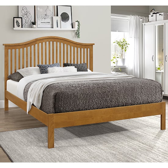 Product photograph of Canika Wooden Double Bed In Honey Oak from Furniture in Fashion