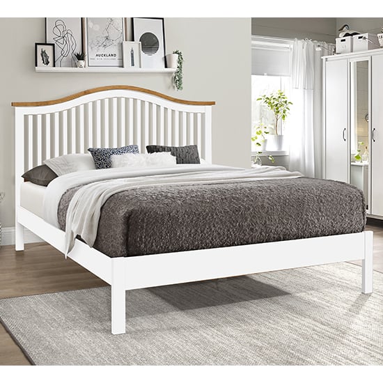 Canika Wooden Double Bed In White