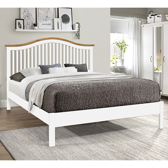 Read more about Canika wooden double bed in white