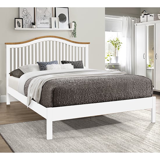 Read more about Canika wooden king size bed in white