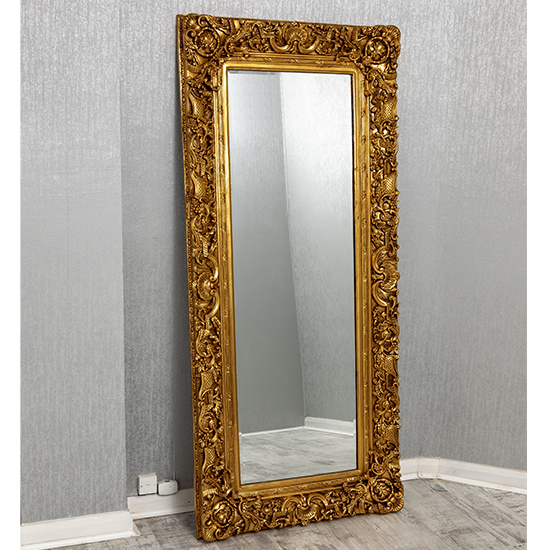 Product photograph of Cannan Rectangular French Ornate Wall Mirror In Gold Frame from Furniture in Fashion