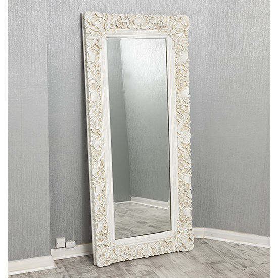 Product photograph of Cannan Rectangular French Ornate Wall Mirror In White Frame from Furniture in Fashion