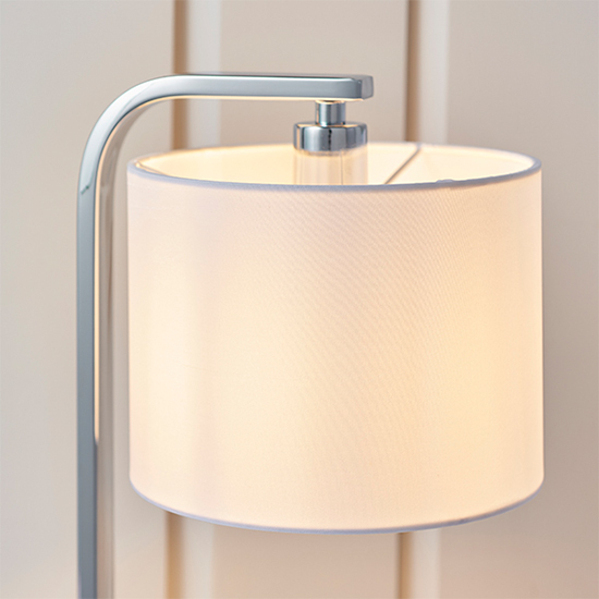 Canning White Silk Drum Shade Table Lamp In Polished Chrome_3