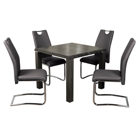 Cannock Charcoal Dining Set With 4 Capella Grey Chairs Furniture in