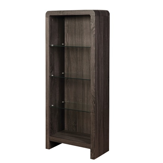 Photo of Cannock wooden bookcase in charcoal with 3 glass shelf