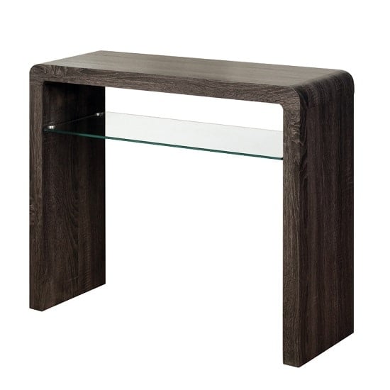 Cannock Medium Console Table In Charcoal With 1 Glass Shelf