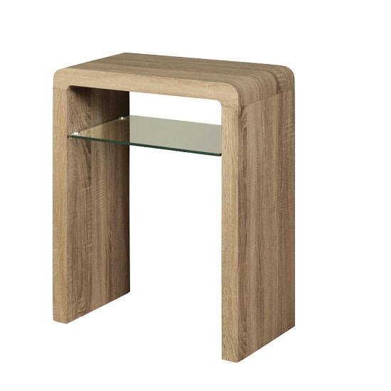 Cannock Small Console Table In Havana Oak With 1 Glass Shelf thumbnail