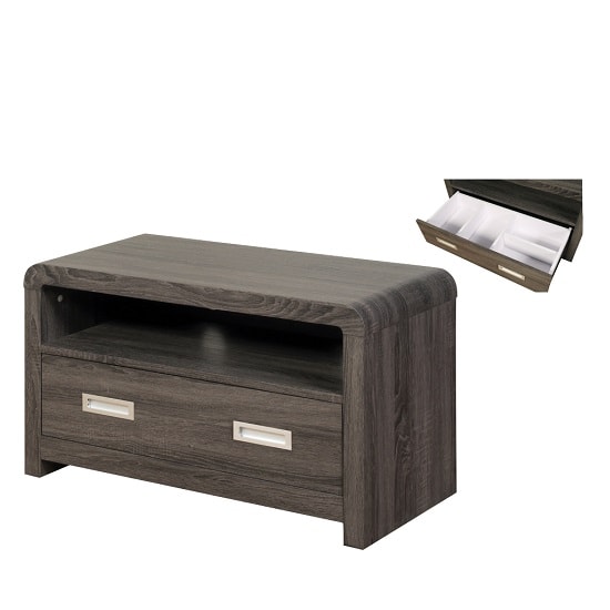 Cannock Wooden TV Stand Rectangular In Charcoal With 1 Drawer