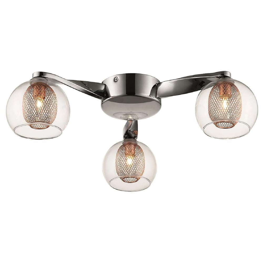 Read more about Cannonbury 3 light clear glass shade flush light in copper