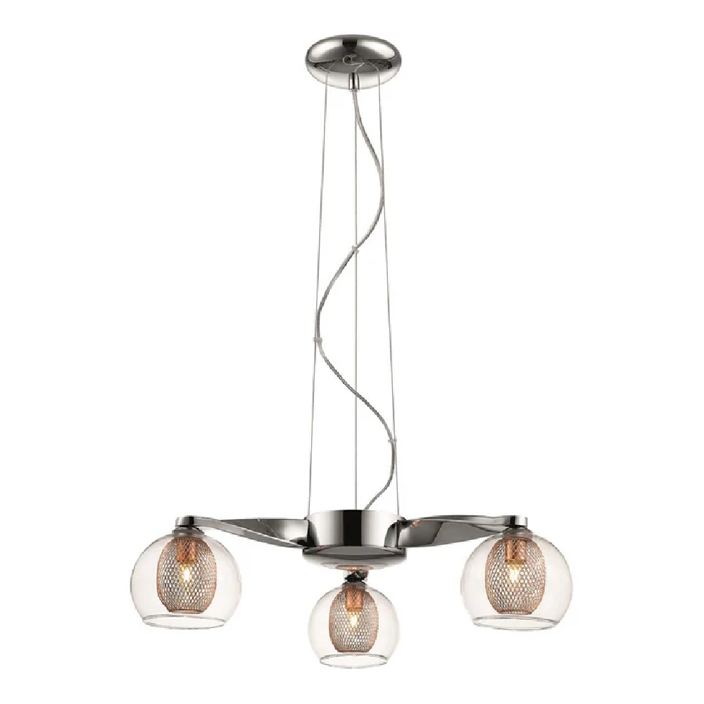 Read more about Cannonbury 3 light clear glass shade pendant light in copper