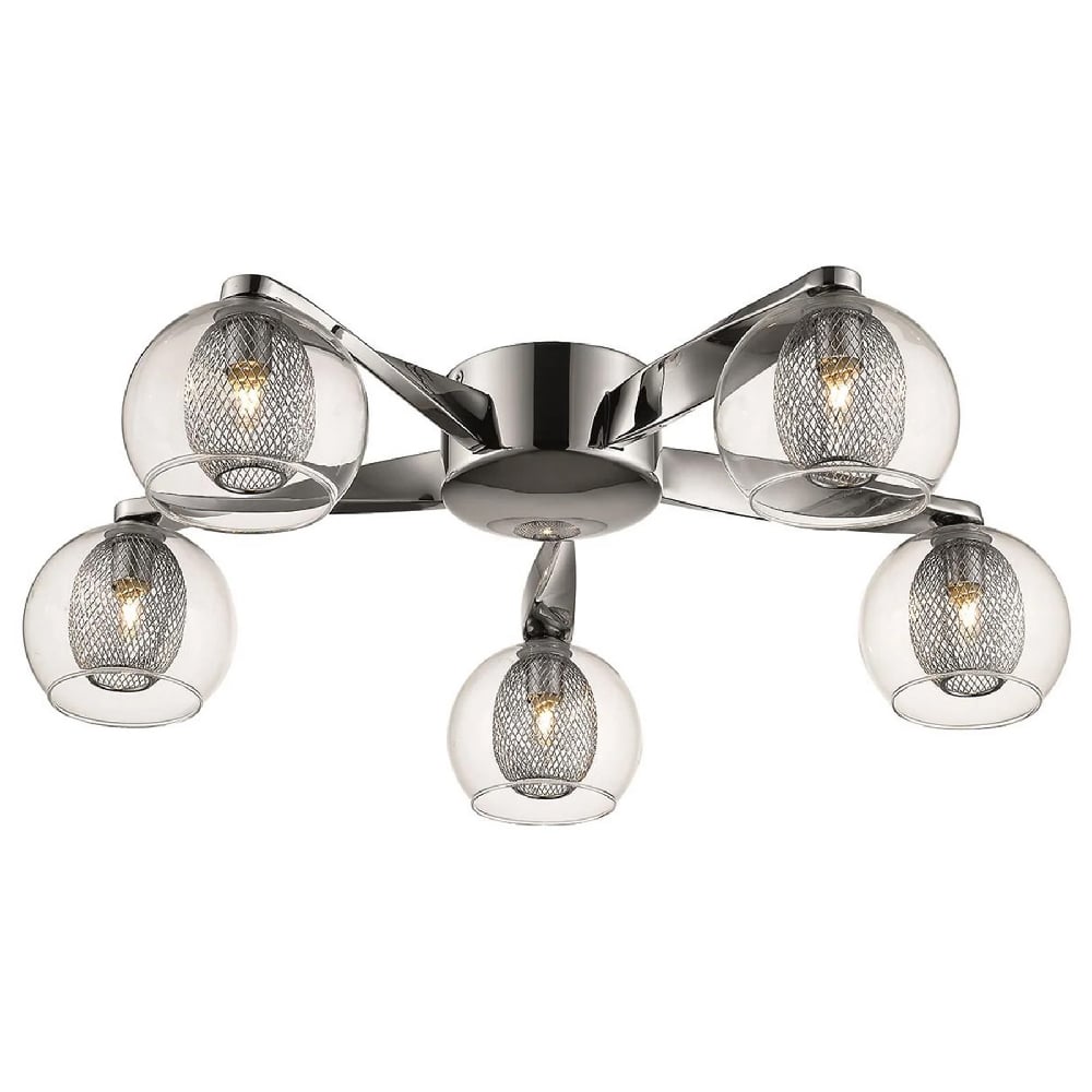 Read more about Cannonbury 5 light clear glass shade flush light in chrome