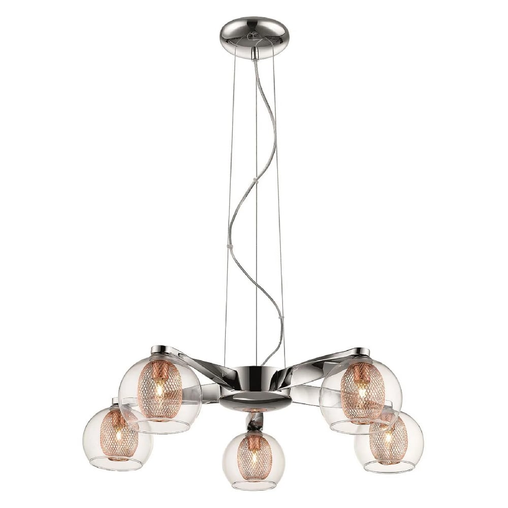 Read more about Cannonbury 5 light clear glass shade pendant light in copper