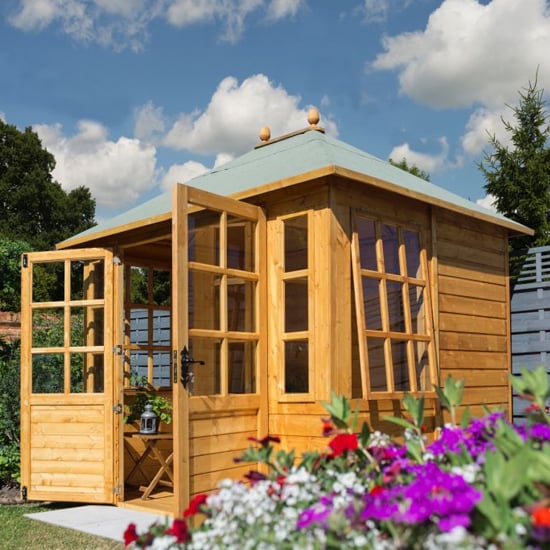 Cannonbury Wooden Summer House In Dipped Honey Brown_3