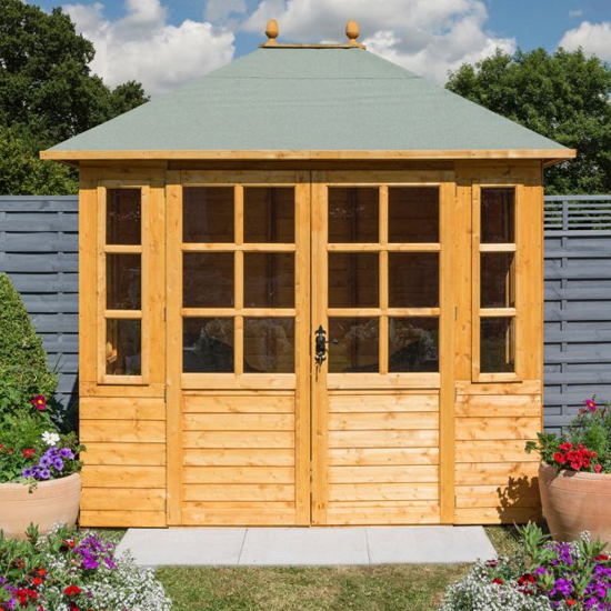 Cannonbury Wooden Summer House In Dipped Honey Brown_4
