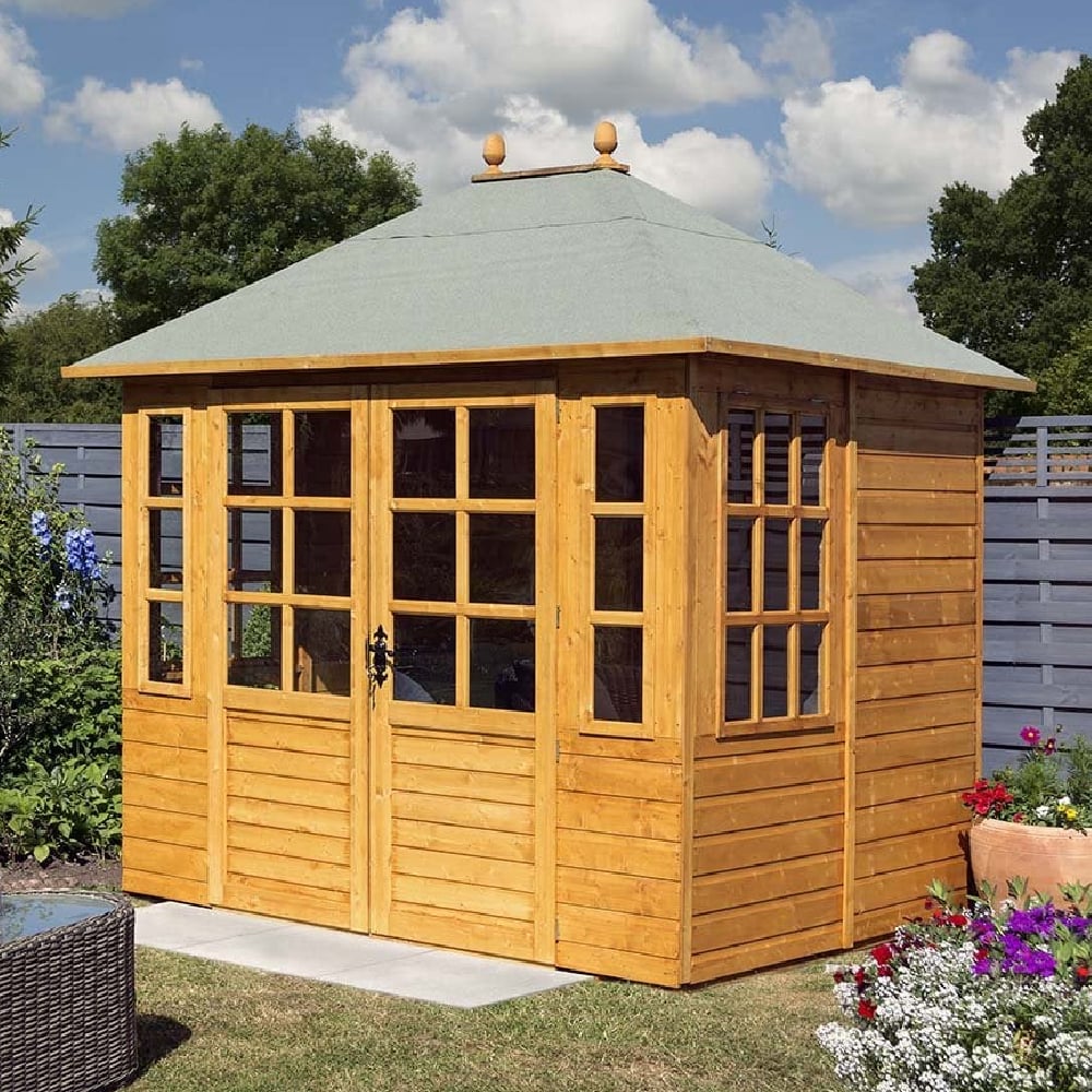 Cannonbury Wooden Garden Summer House In Honey Brown