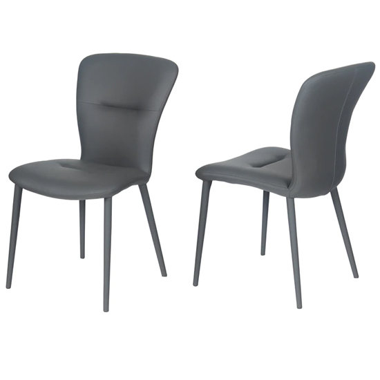 Photo of Canoas grey faux leather dining chairs in pair