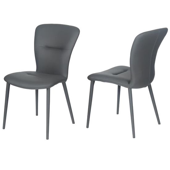 Canoas Grey Faux Leather Dining Chairs In Pair Furniture in Fashion