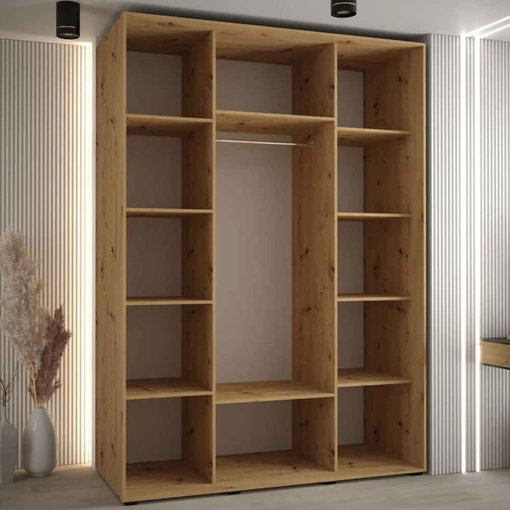 Canon Large Wooden Wardrobe With 3 Sliding Doors In Artisan Oak