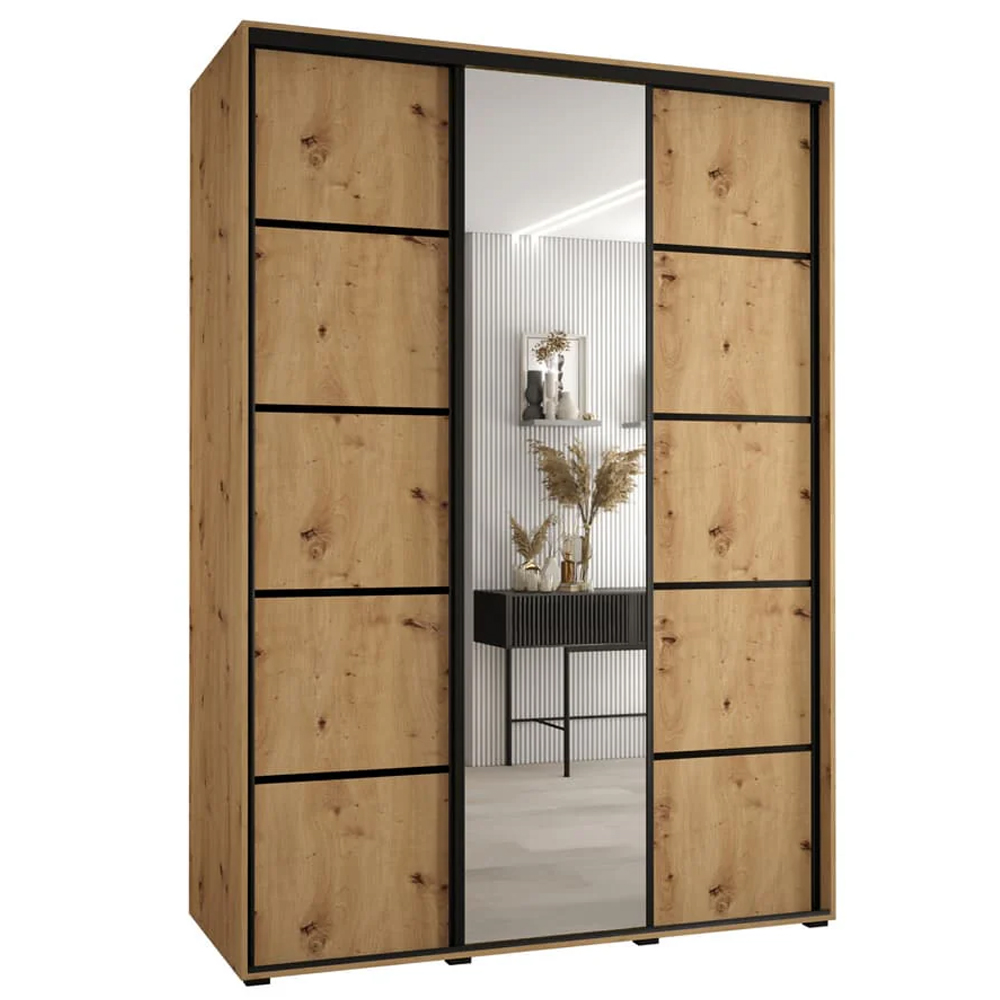 Canon Large Wooden Wardrobe With 3 Sliding Doors In Artisan Oak