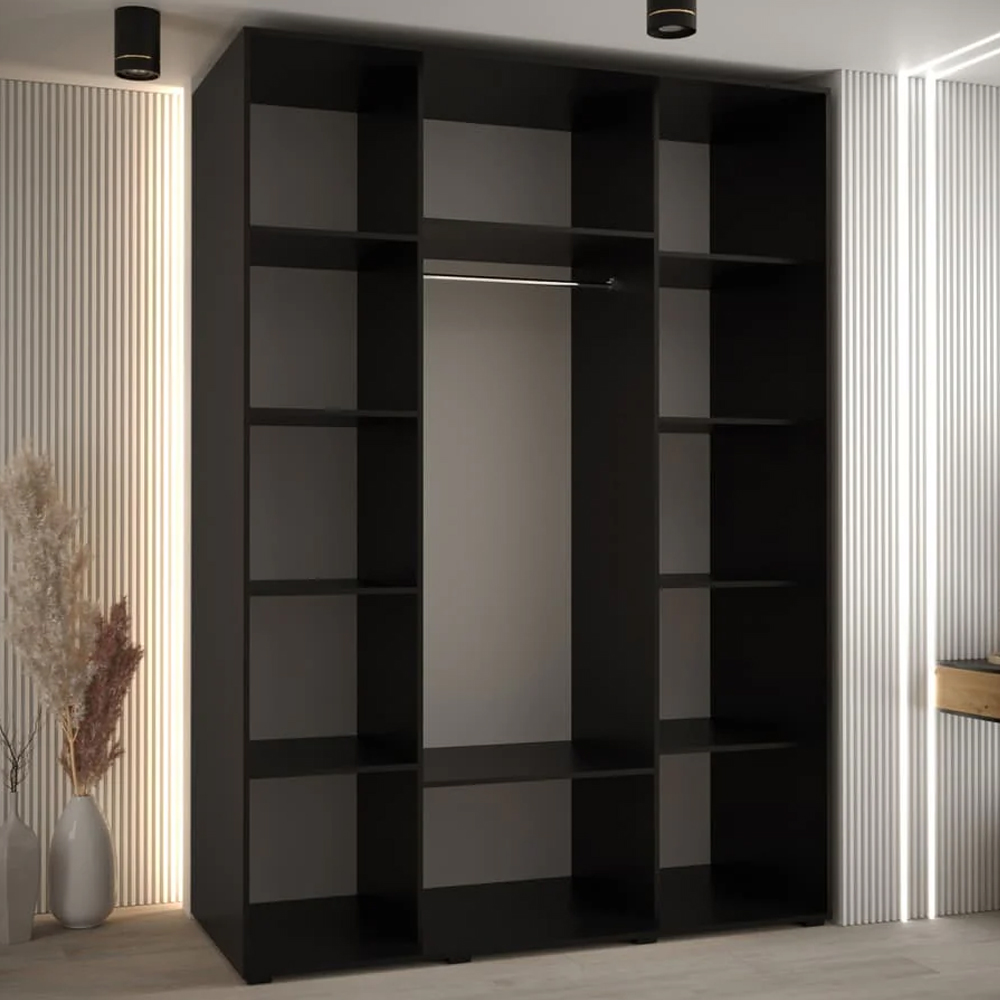Canon Large Wooden Wardrobe With 3 Sliding Doors In Black