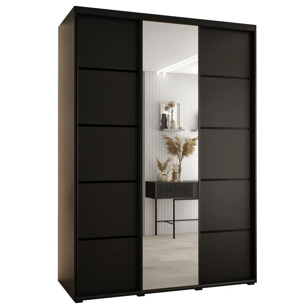 Canon Large Wooden Wardrobe With 3 Sliding Doors In Black