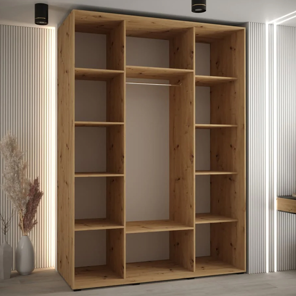 Canon Small Wooden Wardrobe With 3 Sliding Doors In Artisan Oak