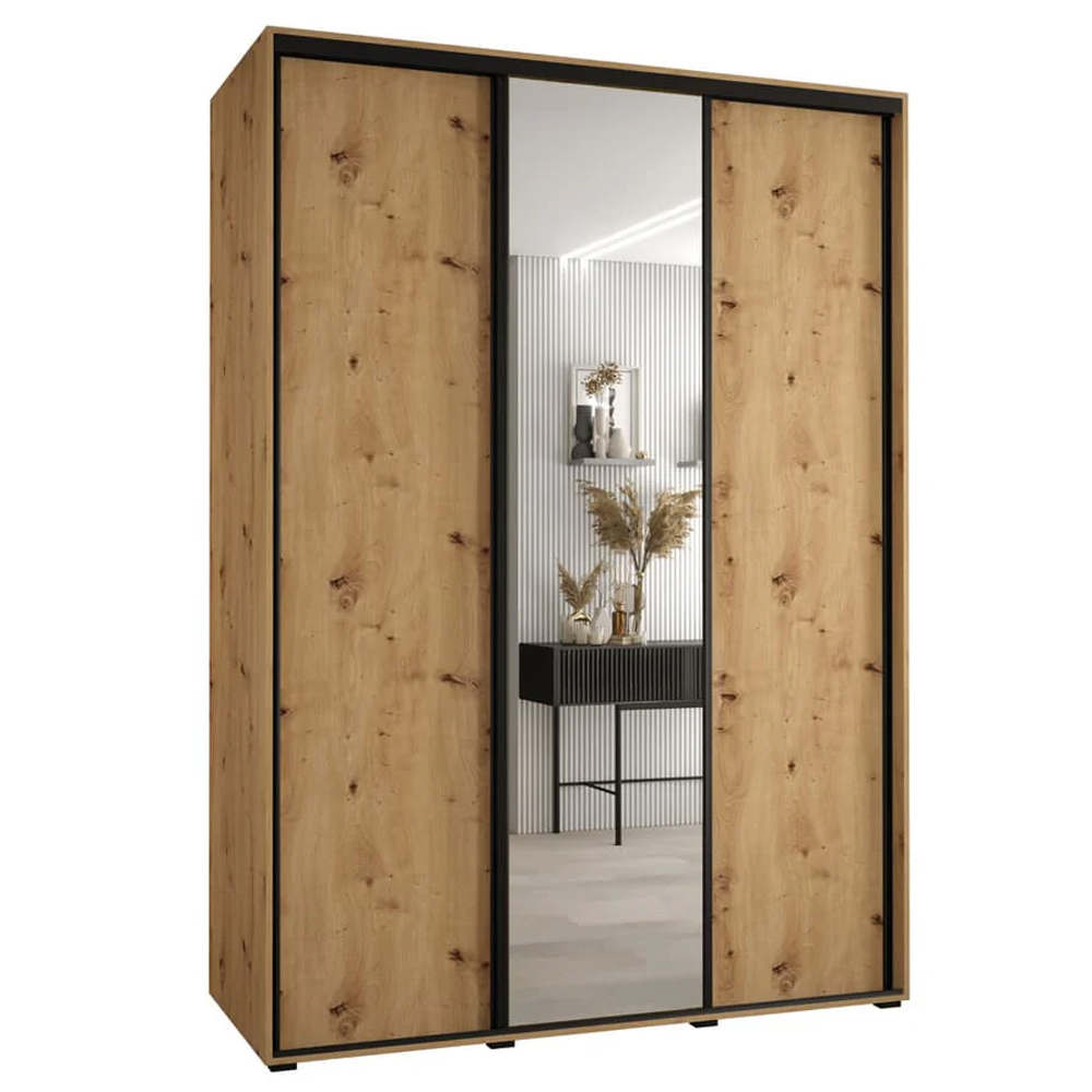 Canon Small Wooden Wardrobe With 3 Sliding Doors In Artisan Oak