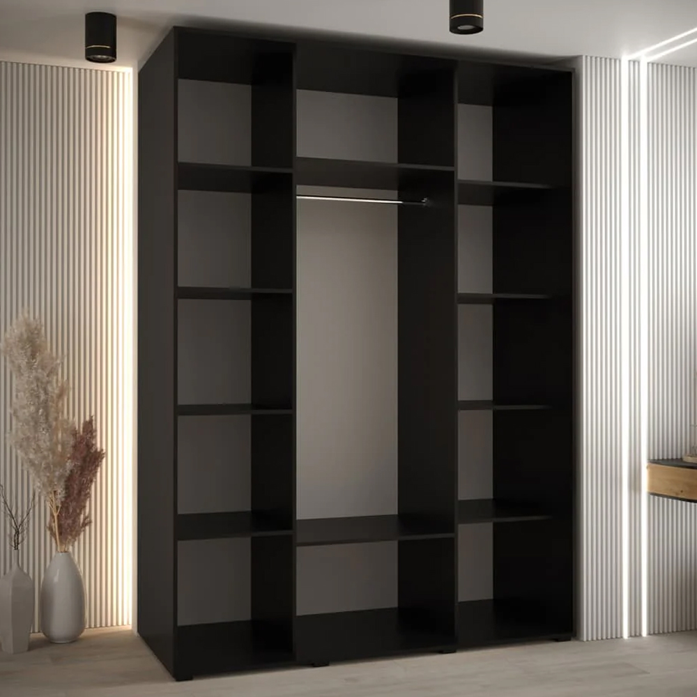Canon Small Wooden Wardrobe With 3 Sliding Doors In Black