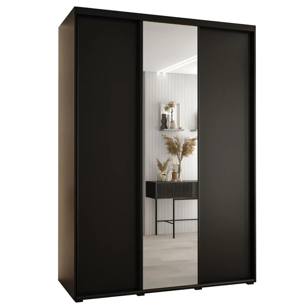 Canon Small Wooden Wardrobe With 3 Sliding Doors In Black