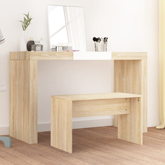 Canta Wooden Dressing Table Stool In Sonoma Oak