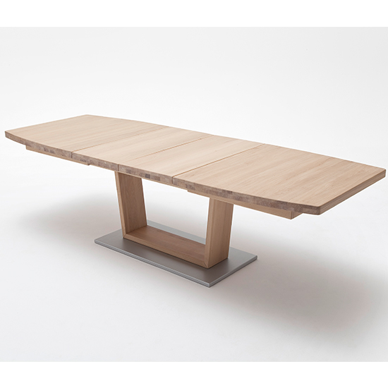 Cantania Extending Boat Shaped VLeg Dining Table In Bianco Oak FiF