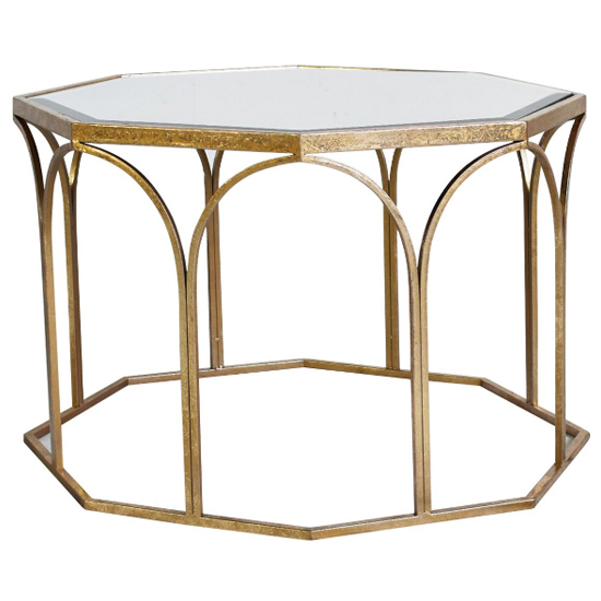 Canterbury Clear Glass Octagonal Coffee Table In Gold