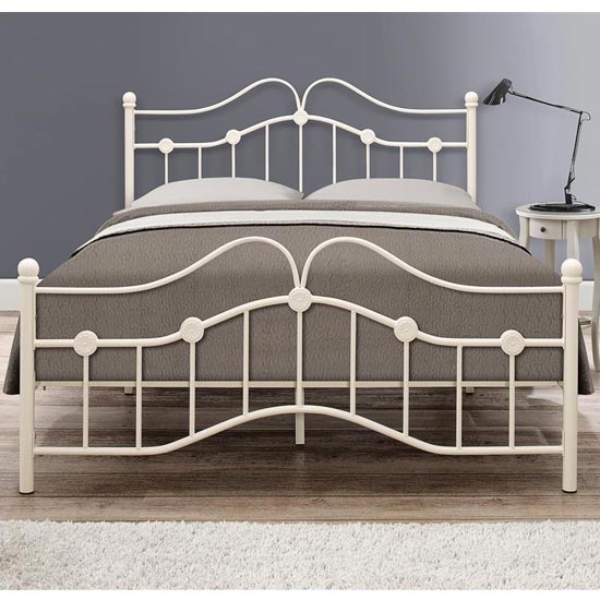 Canterbury Steel Double Bed In Cream Furniture in Fashion