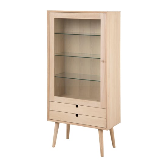 Read more about Canton wooden 1 door 2 drawers display cabinet in oak white