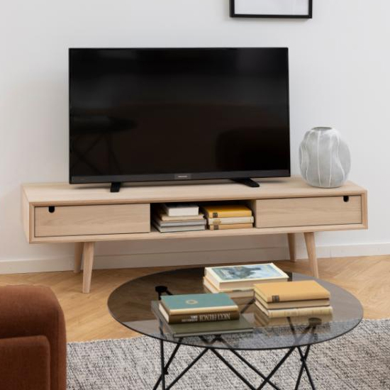 Read more about Canton wooden 2 doors tv stand in oak white