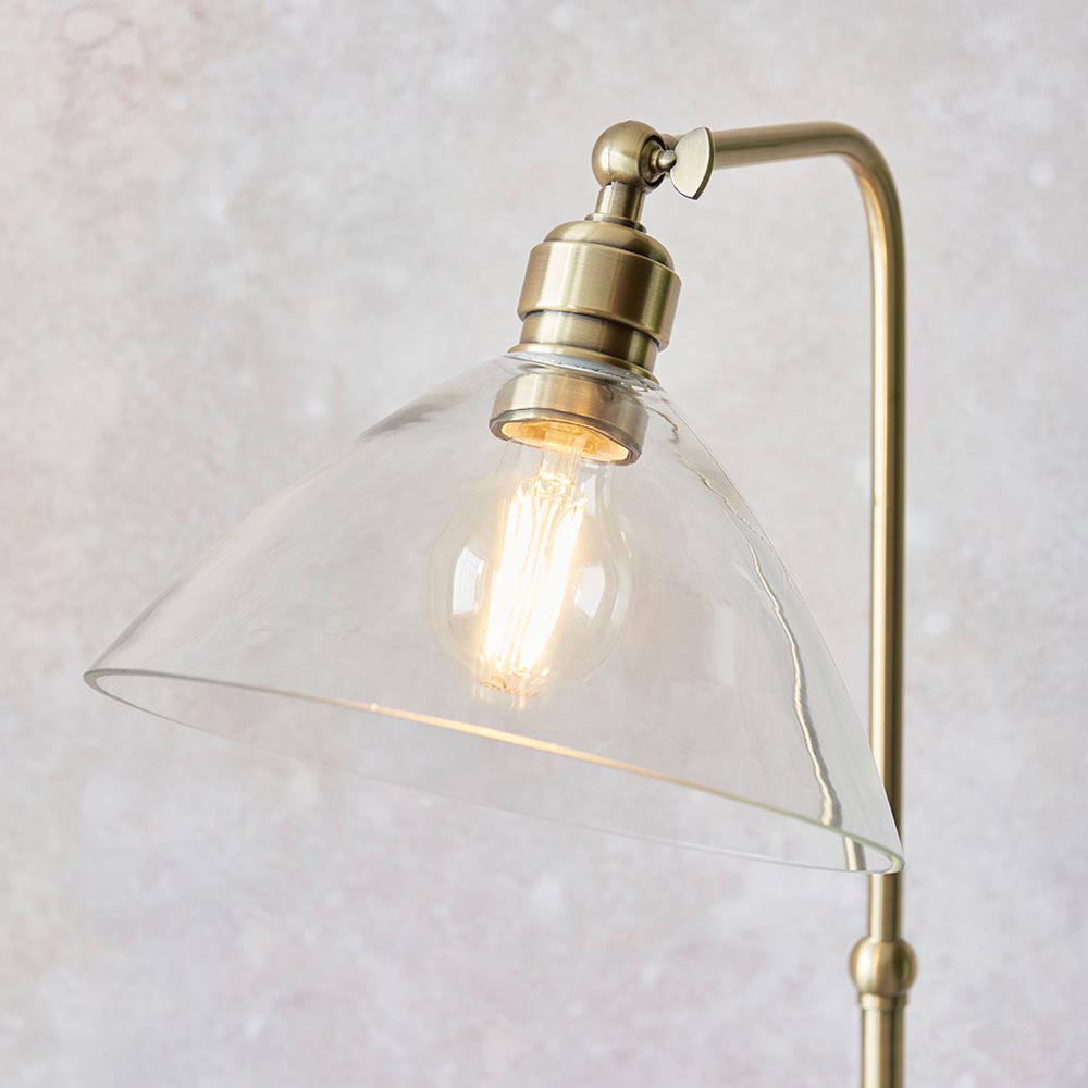 Canton Clear Glass Floor Lamp In Antique Brass
