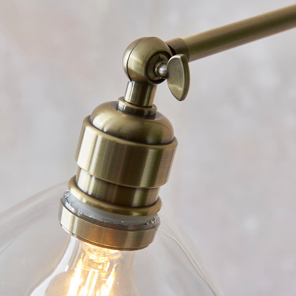 Canton Clear Glass Floor Lamp In Antique Brass