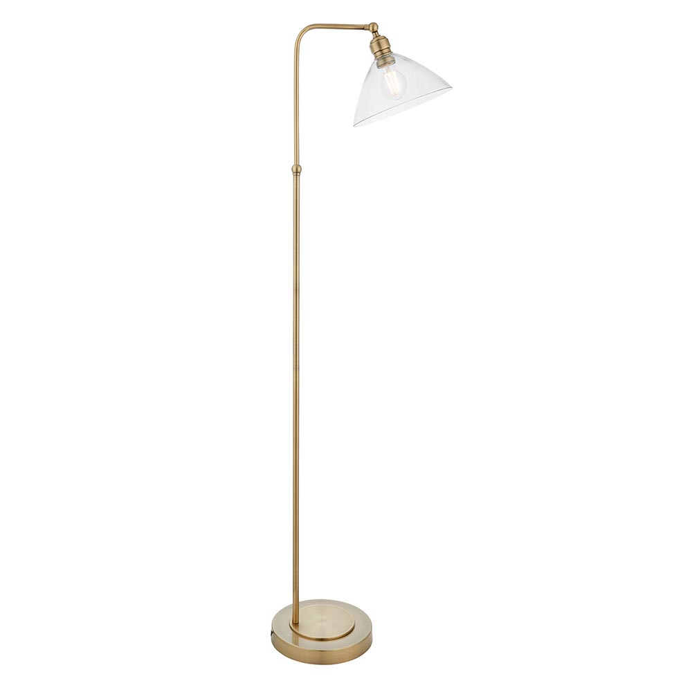 Canton Clear Glass Floor Lamp In Antique Brass